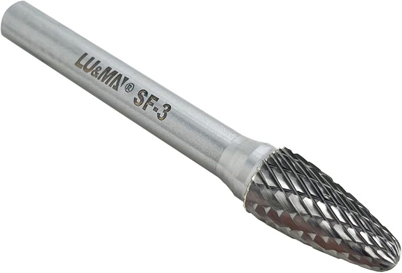 LU&MN SF-3 Tungsten Carbide Burr Tree Shape Radius End Double Cut Rotary Burr File with 1/4'' Shank, 1pc by - Image 3